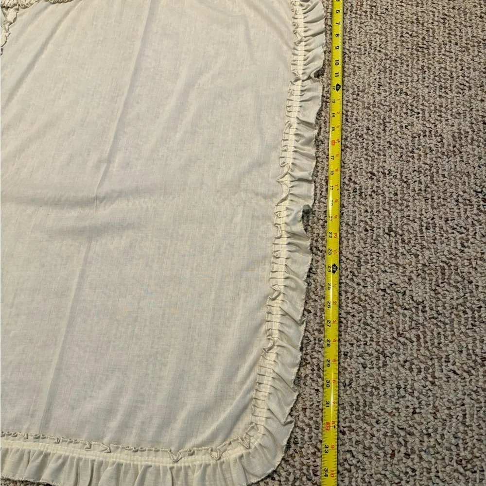 Cream Ruffled & Pleated Curtain Set With Tiebacks. Vintage